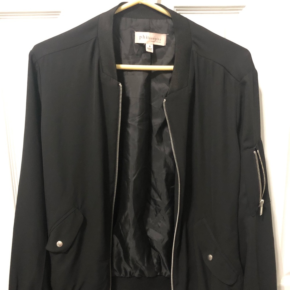 3/$18 NWOT Small Philosophy Black bomber jacket
